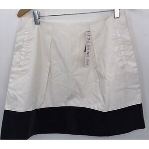 New J Crew A Line Midi Skirt Ivory‎ Black Size 8 Cotton Pockets